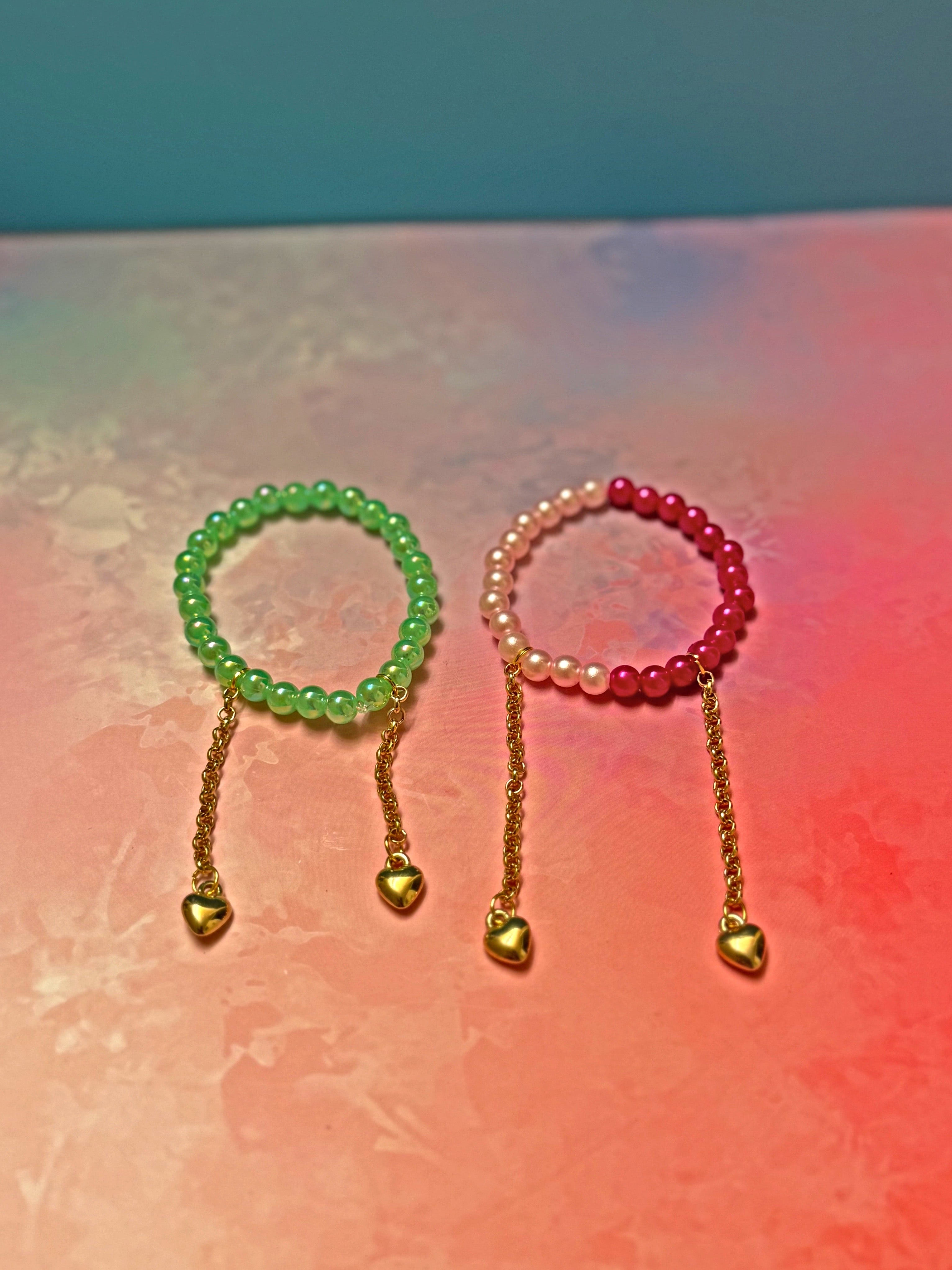 Dangling Heart Beaded Bracelet