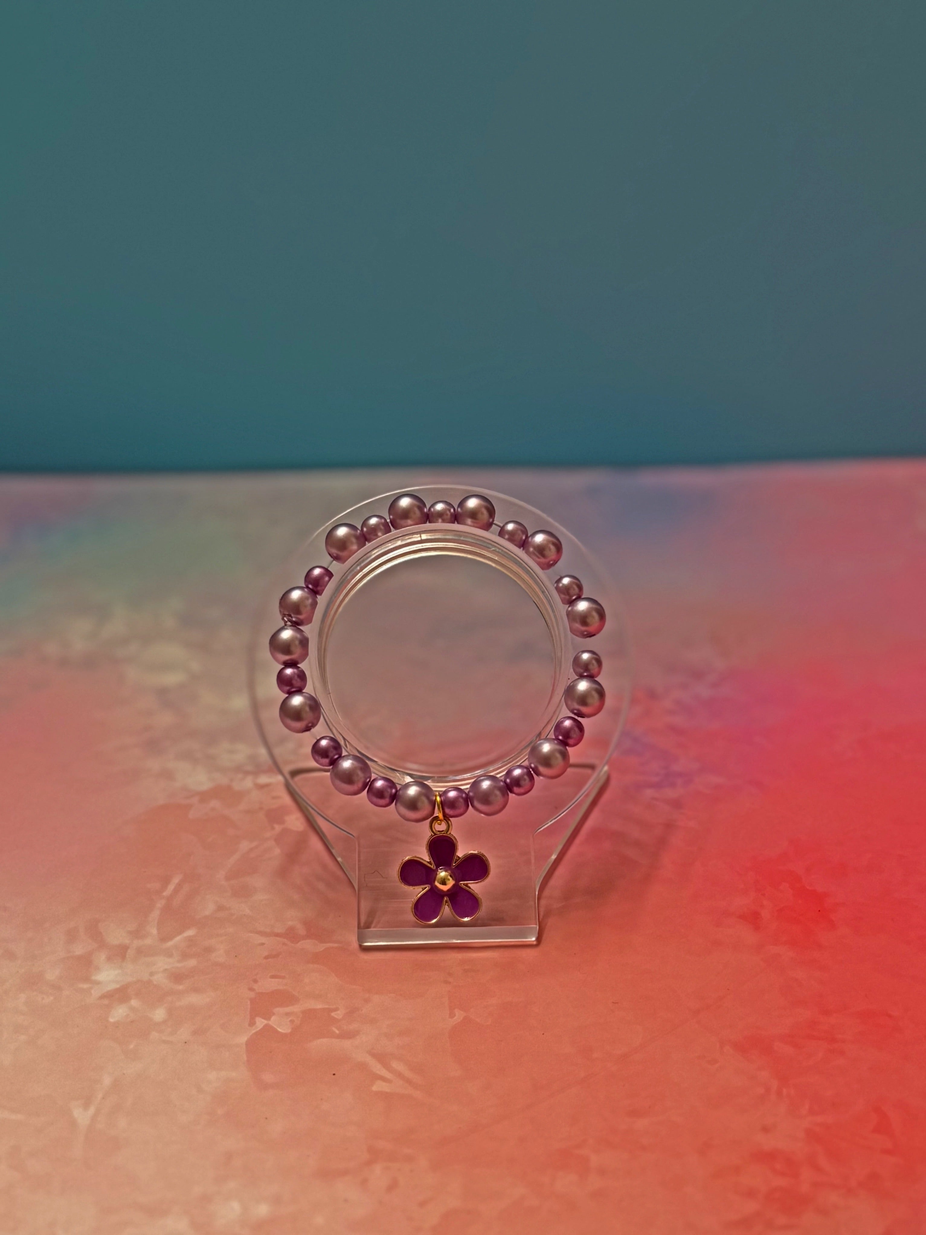 Purple Petal Beaded Bracelet