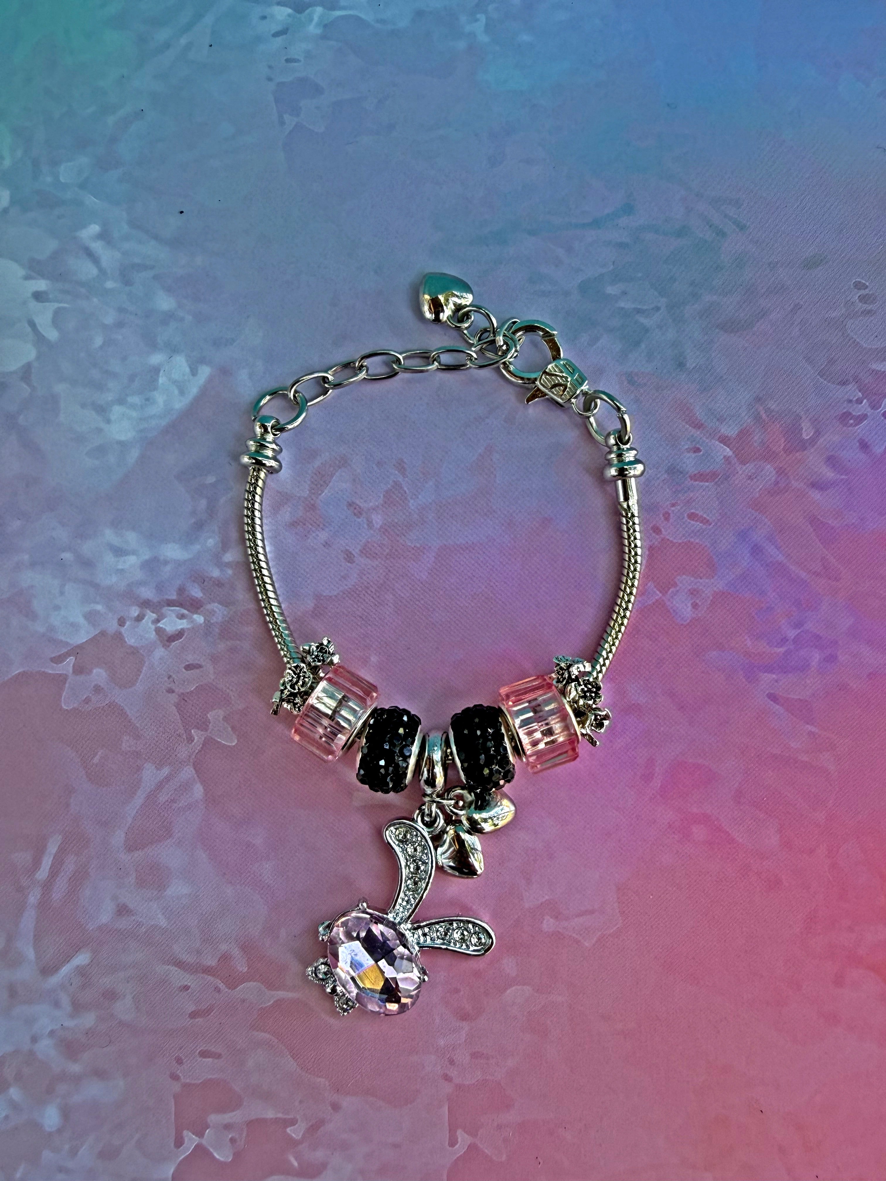 Midnight Bunny Charm Bracelet