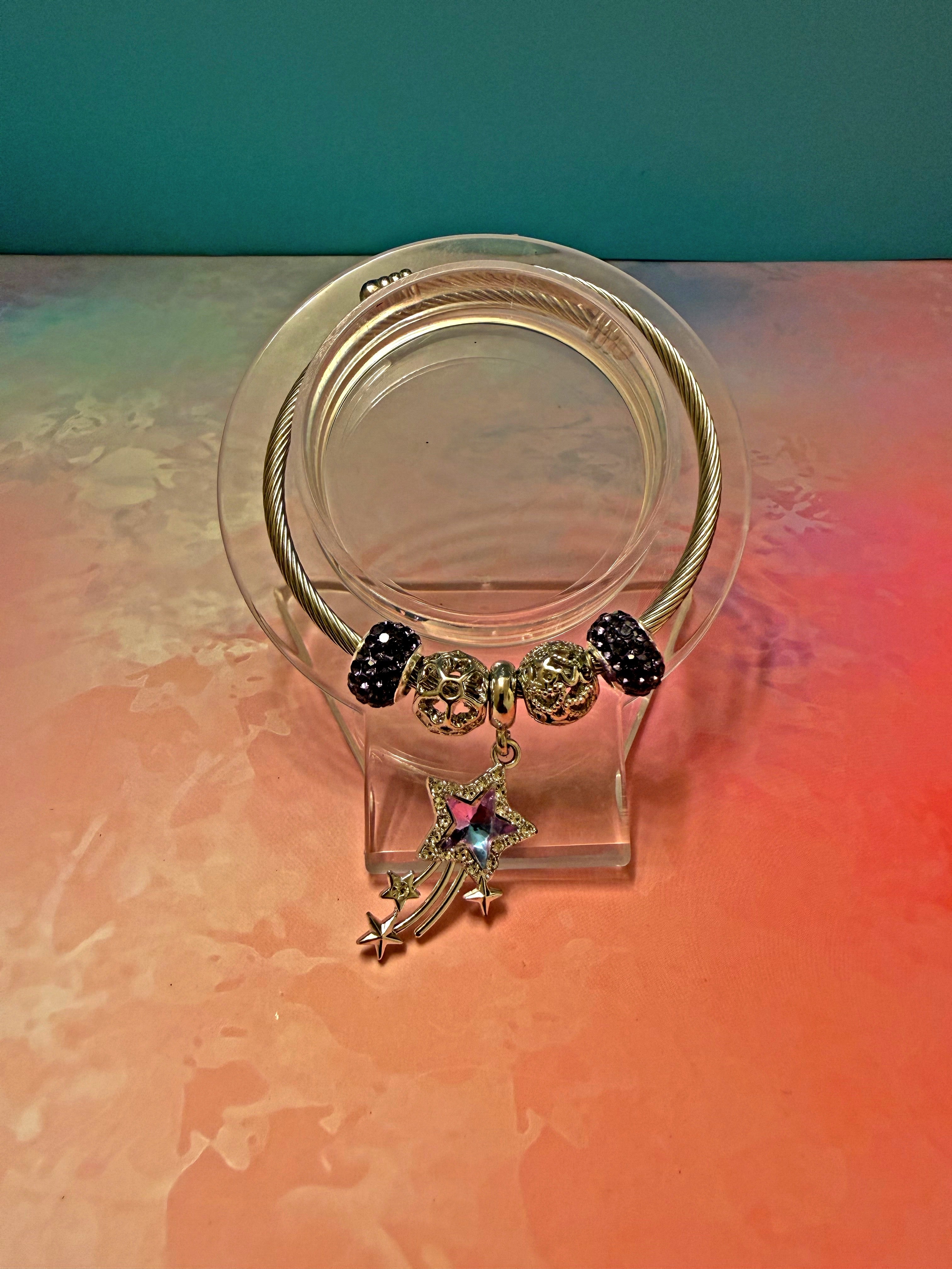 Lavender Starshine Charm Bracelet